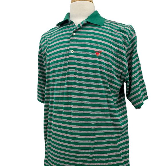 Fairway Greene Large Men's Golf Polo Stripe Shirt Green White Short Sleeve Large - Picture 3 of 6